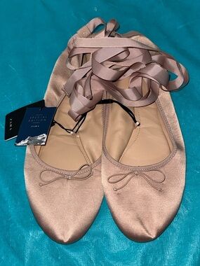 Zara Satin Ballet Wrap Flats